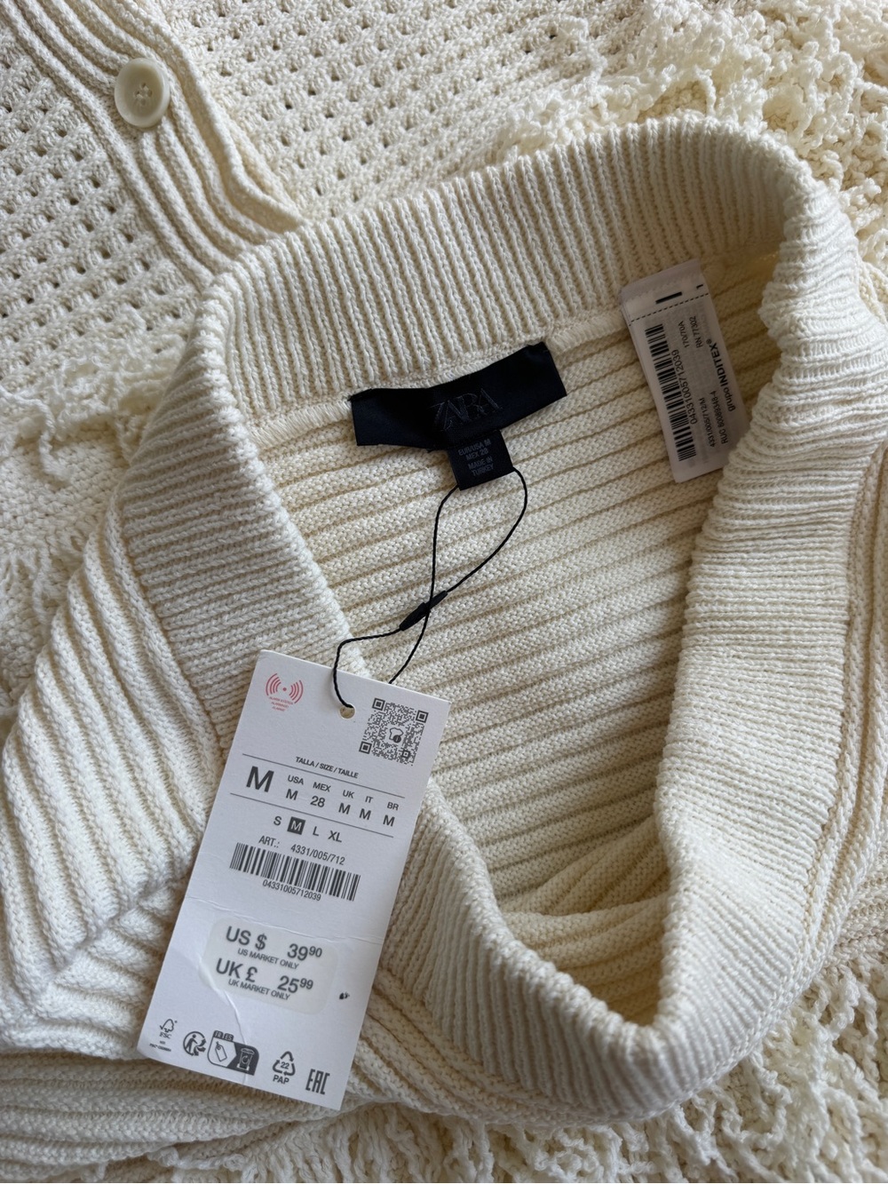 ZARA NEW knit fringe mini skirt and button top cream ivory - Picture 7 of 11